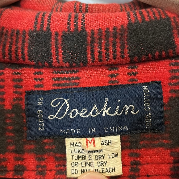 Vintage Doeskin Thick Lumberjack Flannel Long Sleeve Button Down Shirt Medium - Picture 4 of 5